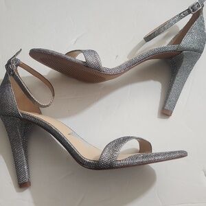 Gianni Bini Silver Glitter Ankle-Strap Prom High Heel Sandals Sz 11